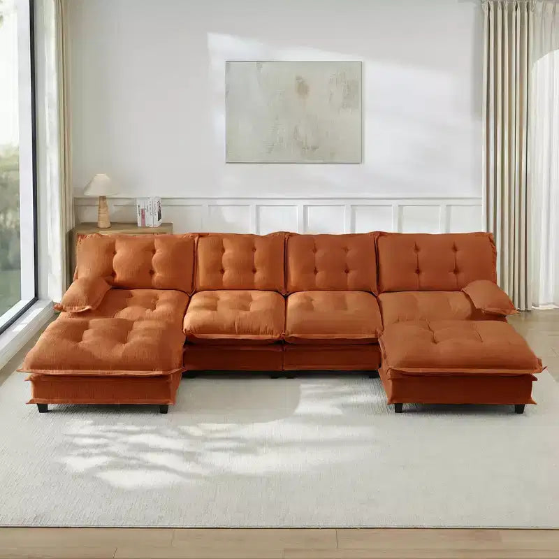 Canapé sectionnel modulaire en chenille 138 en forme de U Havenridge de GDFStudio