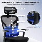 Chaise de bureau ergonomique - Chaise de bureau en maille avec support lombaire, chaise de jeu d'ordinateur à dossier haut avec appuie-tête, chaises de travail pivotantes à roulettes
