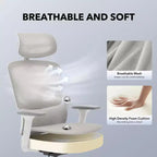 Chaise de bureau ergonomique - Chaise de bureau en maille avec support lombaire, chaise de jeu d'ordinateur à dossier haut avec appuie-tête, chaises de travail pivotantes à roulettes