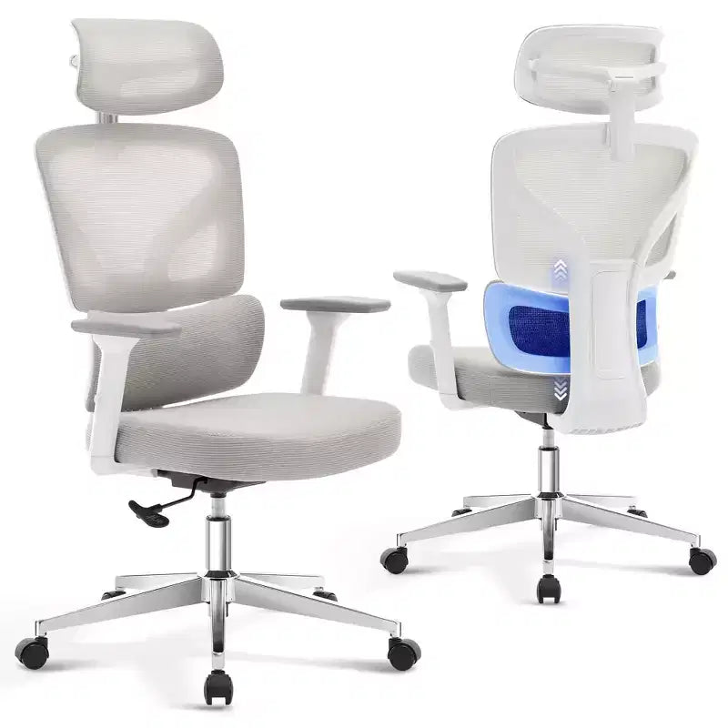 Chaise de bureau ergonomique - Chaise de bureau en maille avec support lombaire, chaise de jeu d'ordinateur à dossier haut avec appuie-tête, chaises de travail pivotantes à roulettes