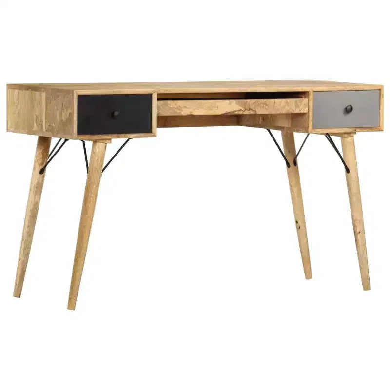 vidaXL Bureau en bois de manguier massif naturel 130x50x80 cm - Marron