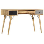 vidaXL Bureau en bois de manguier massif naturel 130x50x80 cm - Marron