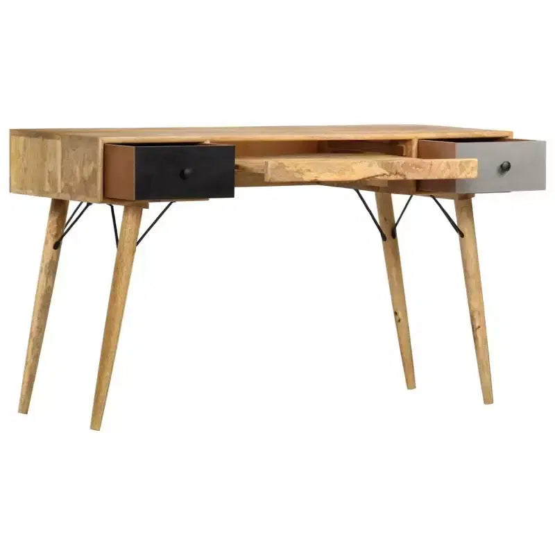 vidaXL Bureau en bois de manguier massif naturel 130x50x80 cm - Marron