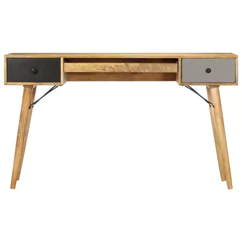 vidaXL Bureau en bois de manguier massif naturel 130x50x80 cm - Marron