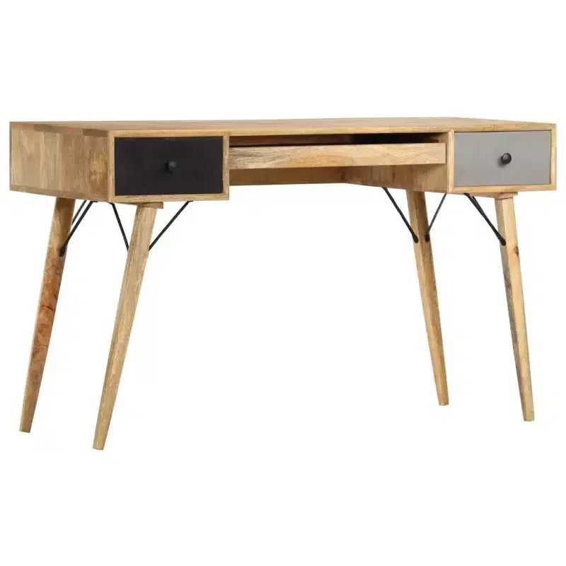 vidaXL Bureau en bois de manguier massif naturel 130x50x80 cm - Marron
