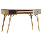 vidaXL Bureau en bois de manguier massif naturel 130x50x80 cm - Marron