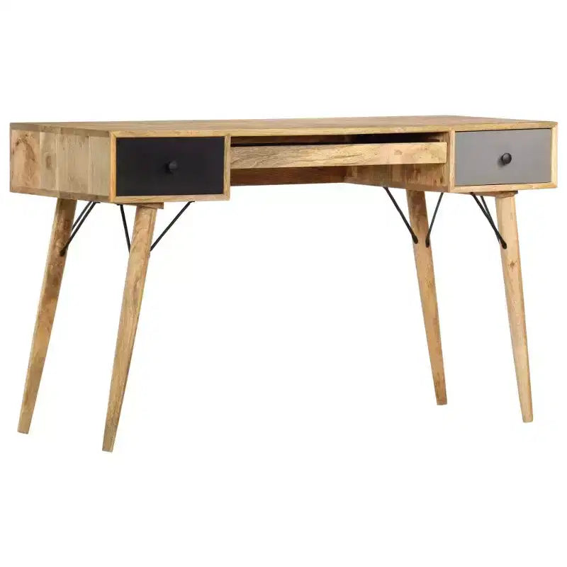 vidaXL Bureau en bois de manguier massif naturel 130x50x80 cm - Marron