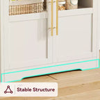 Étagère de cuisson à 6 niveaux avec prise de courant et rangement, armoire de cuisine haute de 160 cm en bois, avec portes et plan de travail épaissi pour bar à café, micro-ondes
