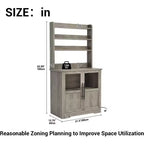 Étagère de cuisson à 6 niveaux avec prise de courant et rangement, armoire de cuisine haute de 160 cm en bois, avec portes et plan de travail épaissi pour bar à café, micro-ondes