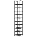 10-Tier Narrow Shoe Rack Organizer, Space-Saving Vertical Shoe Shelf with Metal Frame & Fabric Shelves for Entryway or Bedroom, Black