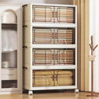 AEELLEEA Boîtes de rangement empilables et pliables, meuble de rangement pliable avec portes et roulettes, organiseur de placard pour appartement, maison, dortoir, bureau
