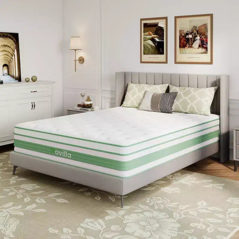 Matelas hybride en mousse à mémoire de forme à gel de fermeté moyenne Novilla 12/14 pouces avec certifications CertiPUR-US et ACA