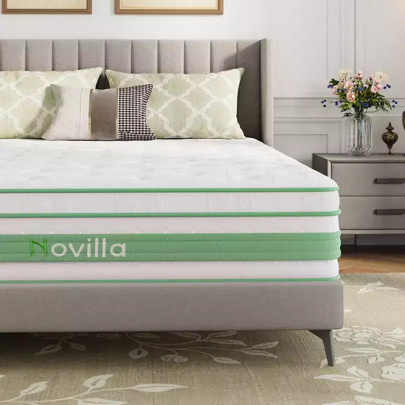 Matelas hybride en mousse à mémoire de forme à gel de fermeté moyenne Novilla 12/14 pouces avec certifications CertiPUR-US et ACA