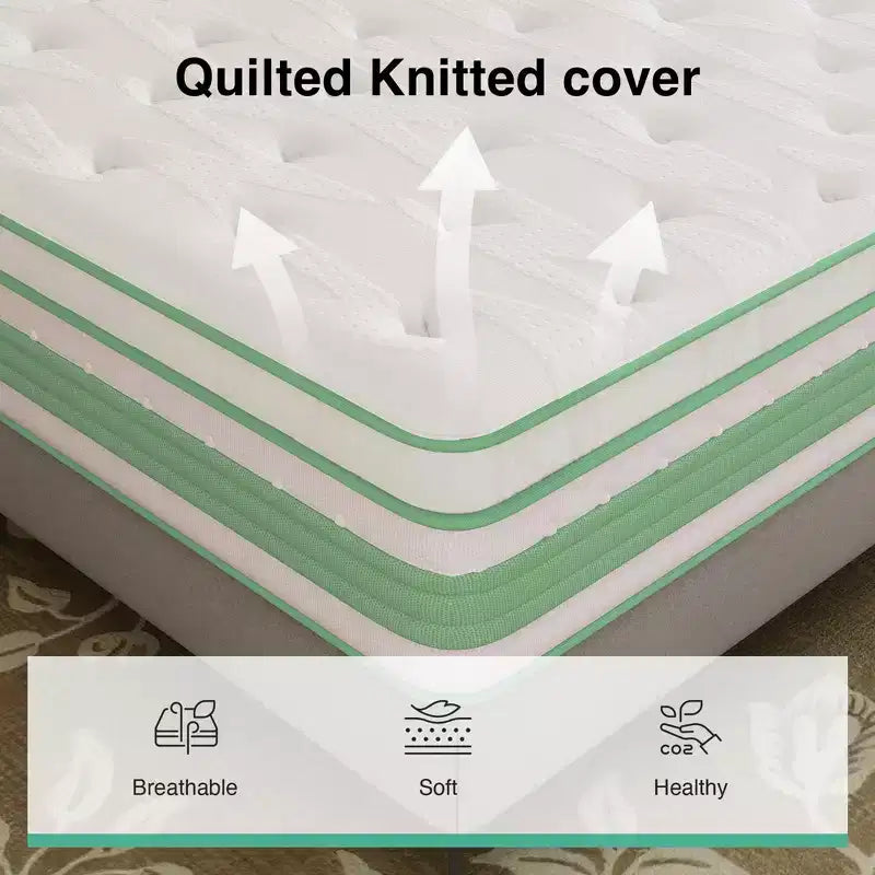 Matelas hybride en mousse à mémoire de forme à gel de fermeté moyenne Novilla 12/14 pouces avec certifications CertiPUR-US et ACA