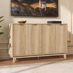 Modern Fluted TV Stand, Buffet Cabinet, 4 Doors, Entertainment Center with Large Storage Cabinets, for Bedroom, Kitchen, Coffee Bar