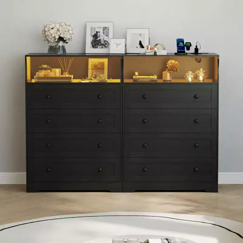 Commode en bois à 4 tiroirs, table de chevet moderne