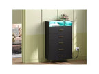 Commode haute moderne à 5 tiroirs - Commode en bois, glissières silencieuses - Armoire de rangement spacieuse pour chambre à coucher, robuste anti-basculement