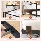 Cadre de lit de repos double Zevemomo Farmhouse avec lit gigogne, tête de lit coulissante de style grange, station de charge et lumière LED pour chambre, blanc
