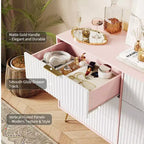 Commode 6 tiroirs à cannelures modernes - 120 cm de large, en bois, avec poignées métalliques - Armoire de rangement spacieuse et organisateur de placard - Meuble TV pour salon