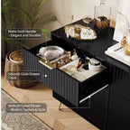 Commode 6 tiroirs à cannelures modernes - 120 cm de large, en bois, avec poignées métalliques - Armoire de rangement spacieuse et organisateur de placard - Meuble TV pour salon