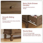 Commode haute 47 po à 6 tiroirs – Meuble vintage en bois avec poignées sculptées et pieds fuselés – Grand rangement pour chambre, salon, entrée – Meuble moderne