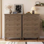 Commode haute 47 po à 6 tiroirs – Meuble vintage en bois avec poignées sculptées et pieds fuselés – Grand rangement pour chambre, salon, entrée – Meuble moderne