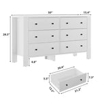 Commode de chambre large à 6 tiroirs, en bois moderne avec tiroirs de rangement profonds, poignées en métal - Idéale pour chambre d'enfant, entrée, couloir