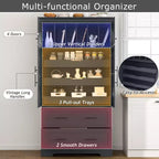 GDFStudio Ares, grand garde-manger de cuisine autoportant à 4 portes de 184,4 cm avec plateaux coulissants et grands tiroirs
