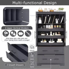 GDFStudio Ares, grand garde-manger de cuisine autoportant à 4 portes de 184,4 cm avec plateaux coulissants et grands tiroirs
