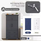 GDFStudio Ares, grand garde-manger de cuisine autoportant à 4 portes de 184,4 cm avec plateaux coulissants et grands tiroirs