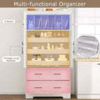 GDFStudio Ares, grand garde-manger de cuisine autoportant à 4 portes de 184,4 cm avec plateaux coulissants et grands tiroirs