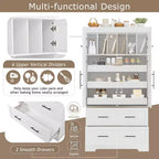 GDFStudio Ares, grand garde-manger de cuisine autoportant à 4 portes de 184,4 cm avec plateaux coulissants et grands tiroirs