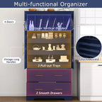 GDFStudio Ares, grand garde-manger de cuisine autoportant à 4 portes de 184,4 cm avec plateaux coulissants et grands tiroirs
