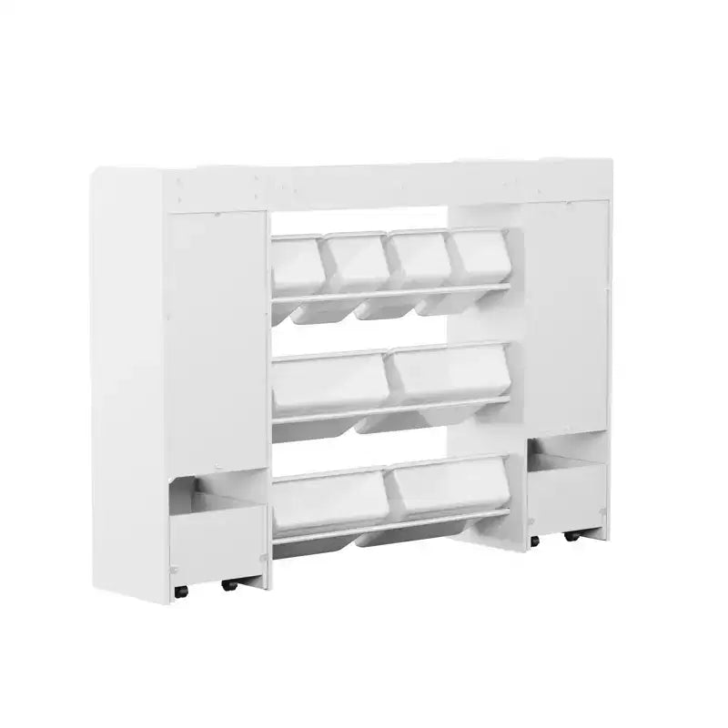 GOTGELIF Étagère à Livres 4-en-1 pour Enfants avec Bacs de Rangement et Tiroirs à Roulettes - Organisateur de Jouets Montessori pour Salle de Jeux et Chambre