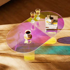 Table basse en acrylique, Table d'appoint en acrylique irisé, Table d'appoint en acrylique coloré de 35 cm de haut, pour café