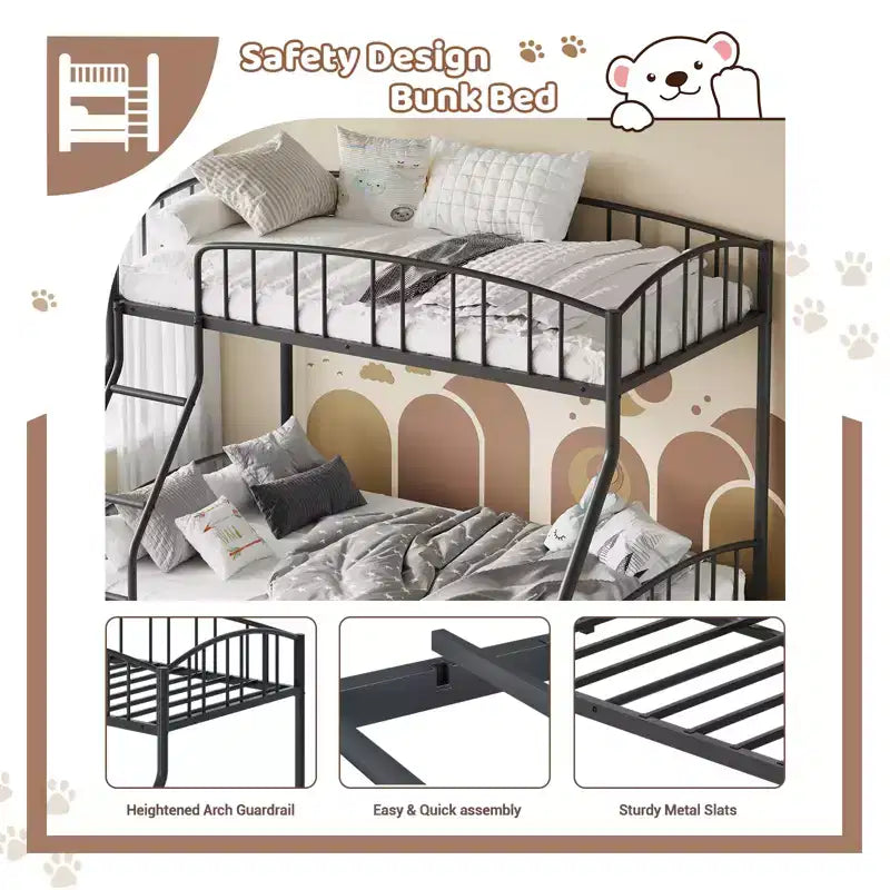 Lit superposé double sur complet peu encombrant, balustrade arquée, pas besoin de sommier tapissier, échelle, support à lattes robuste