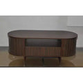 Oval storage striped coffee table
