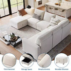 Canapé modulable 108-163 en L/U, 4 à 9 places, modèle Cloud, avec rangement sous toutes les assises, méridienne réversible, convertible en chenille