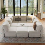 Canapé modulable 108-163 en L/U, 4 à 9 places, modèle Cloud, avec rangement sous toutes les assises, méridienne réversible, convertible en chenille