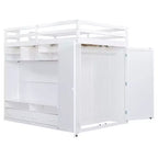 Lit mezzanine moderne Luxystar avec armoire, meuble TV lumineux avec centre de divertissement, étagères et 2 tiroirs