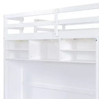 Lit mezzanine moderne Luxystar avec armoire, meuble TV lumineux avec centre de divertissement, étagères et 2 tiroirs