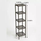 Étagère à 5 niveaux en bambou, support étroit pour plantes avec étagères à lattes, étagère de rangement en bois marron pour salle de bain, salon, cuisine, chambre à coucher