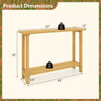 Costway Table console 47 en bois massif, table de canapé étroite de ferme à 2 niveaux avec cadre en bois de teck Naturel-47/46/57/71