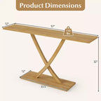 Costway Table console 47 en bois massif, table de canapé étroite de ferme à 2 niveaux avec cadre en bois de teck Naturel-47/46/57/71