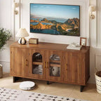Bestier 60 TV Stand for 65 TV, Entertainment Center Modern Media Console Cabinet with Glass Doors & Adjustable Shelves for Living Room & Bedroom