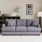 Canapé 86 places en cuir/velours côtelé, canapé moderne à assise profonde avec 2 coussins décoratifs, coussin rembourré et housse amovible pour petits espaces, appartements et salons