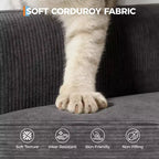 Canapé 86 places en cuir/velours côtelé, canapé moderne à assise profonde avec 2 coussins décoratifs, coussin rembourré et housse amovible pour petits espaces, appartements et salons