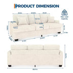 Canapé 86 places en cuir/velours côtelé, canapé moderne à assise profonde avec 2 coussins décoratifs, coussin rembourré et housse amovible pour petits espaces, appartements et salons