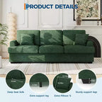 Canapé 86 places en cuir/velours côtelé, canapé moderne à assise profonde avec 2 coussins décoratifs, coussin rembourré et housse amovible pour petits espaces, appartements et salons