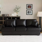 Canapé 86 places en cuir/velours côtelé, canapé moderne à assise profonde avec 2 coussins décoratifs, coussin rembourré et housse amovible pour petits espaces, appartements et salons
